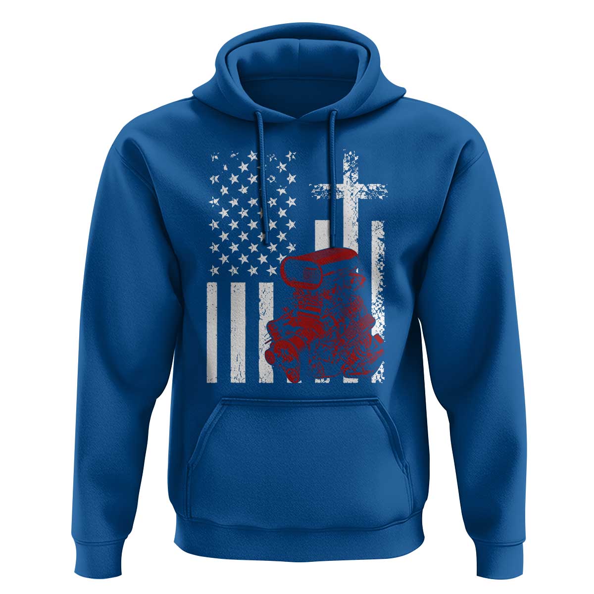 Classic Big Block Blower Hoodie Patriotic Racing Engine American Flag Christian Cross