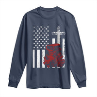 Classic Big Block Blower Long Sleeve Shirt Patriotic Racing Engine American Flag Christian Cross