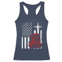 Classic Big Block Blower Racerback Tank Top Patriotic Racing Engine American Flag Christian Cross