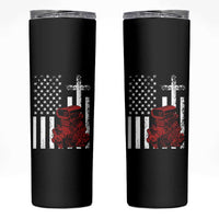 Classic Big Block Blower Skinny Tumbler Patriotic Racing Engine American Flag Christian Cross