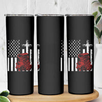 Classic Big Block Blower Skinny Tumbler Patriotic Racing Engine American Flag Christian Cross
