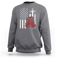 Classic Big Block Blower Sweatshirt Patriotic Racing Engine American Flag Christian Cross