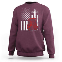 Classic Big Block Blower Sweatshirt Patriotic Racing Engine American Flag Christian Cross