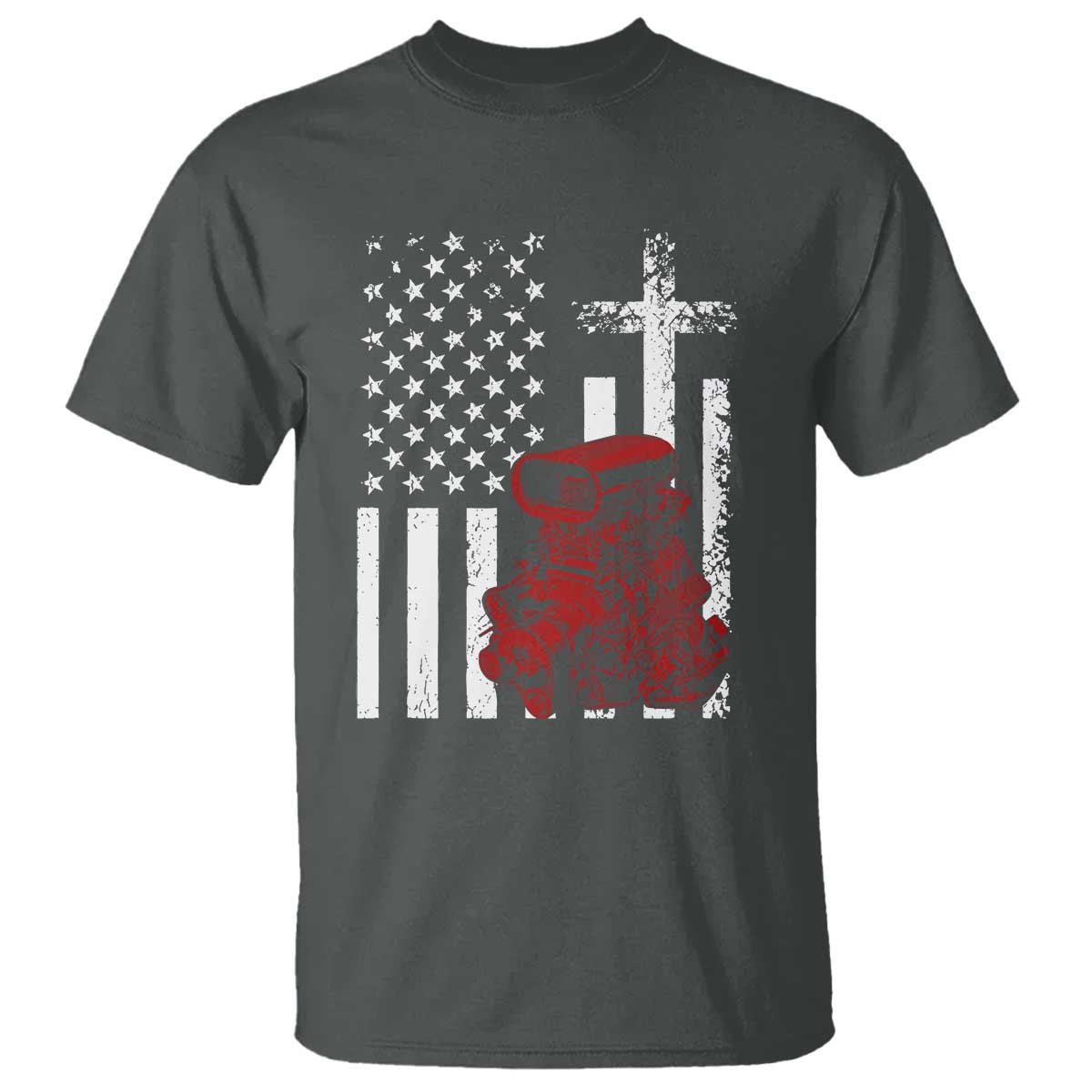 Classic Big Block Blower T Shirt Patriotic Racing Engine American Flag Christian Cross