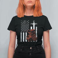 Classic Big Block Blower T Shirt For Women Patriotic Racing Engine American Flag Christian Cross