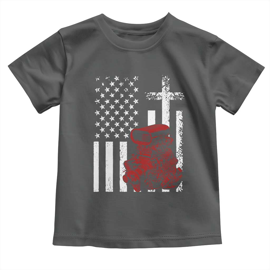 Classic Big Block Blower Toddler T Shirt Patriotic Racing Engine American Flag Christian Cross