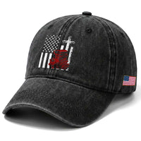 Classic Big Block Blower Washed Cotton Baseball Cap Patriotic Racing Engine American Flag Christian Cross