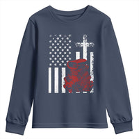 Classic Big Block Blower Youth Sweatshirt Patriotic Racing Engine American Flag Christian Cross