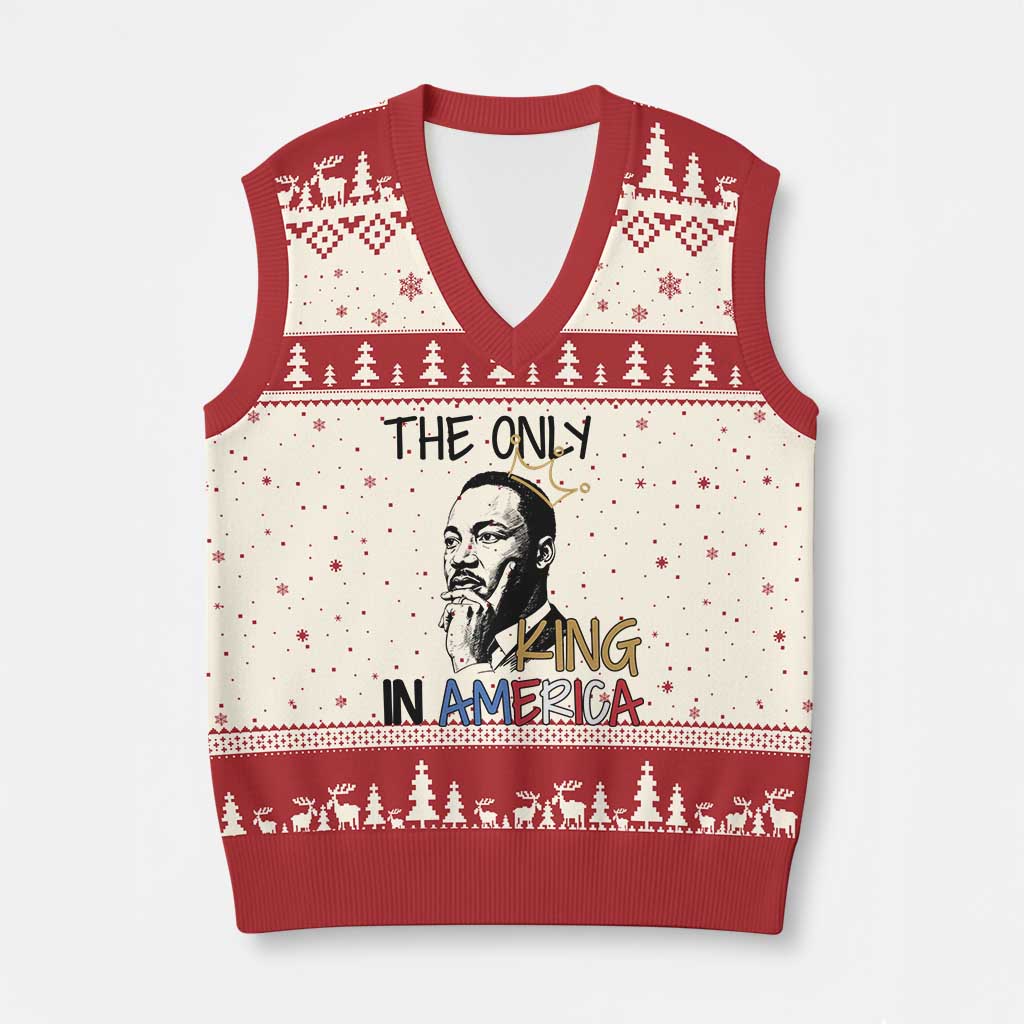 Martin Luther King Jr V-Neck Knit Sweater Vest The Only King An America - Wonder Print Shop