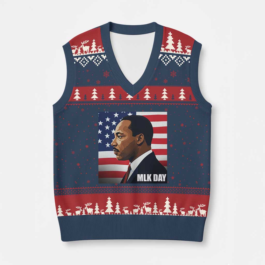 Martin Luther King Jr V-Neck Knit Sweater Vest Human Rights - Wonder Print Shop