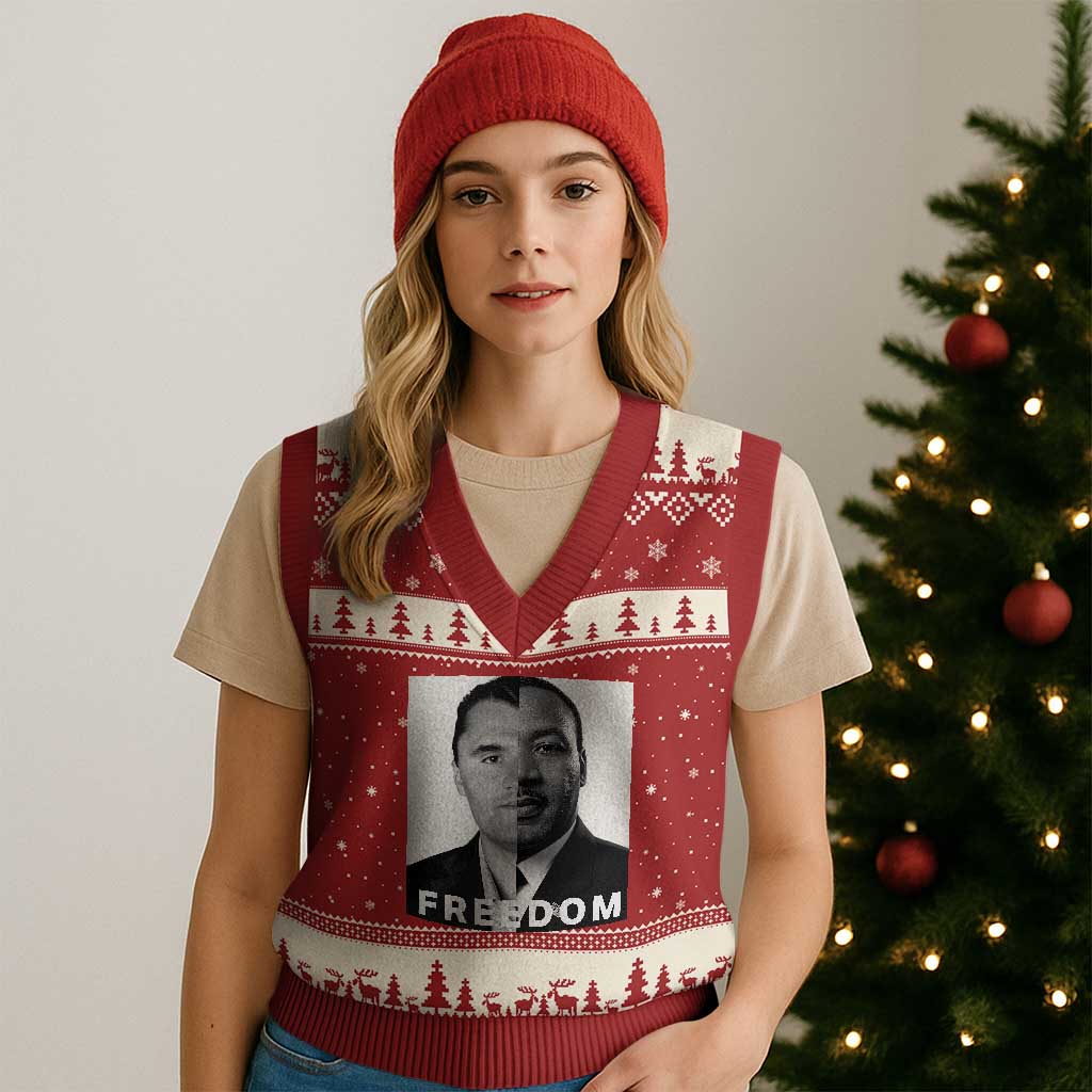 Freedom Charlie Kirk V-Neck Knit Sweater Vest Martin Luther King Jr - Wonder Print Shop
