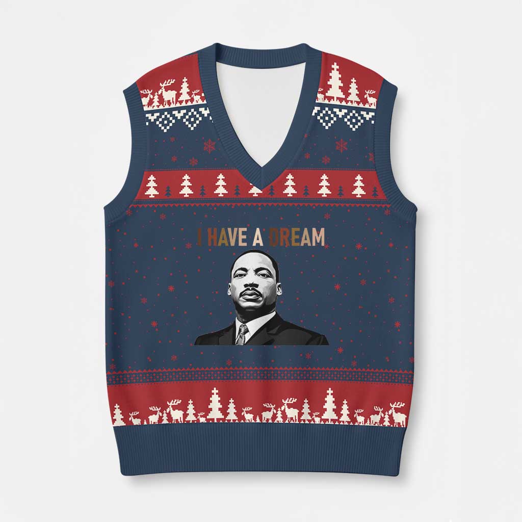 Martin Luther King Jr V-Neck Knit Sweater Vest I Have a Dream Cool Melanin Black History - Wonder Print Shop