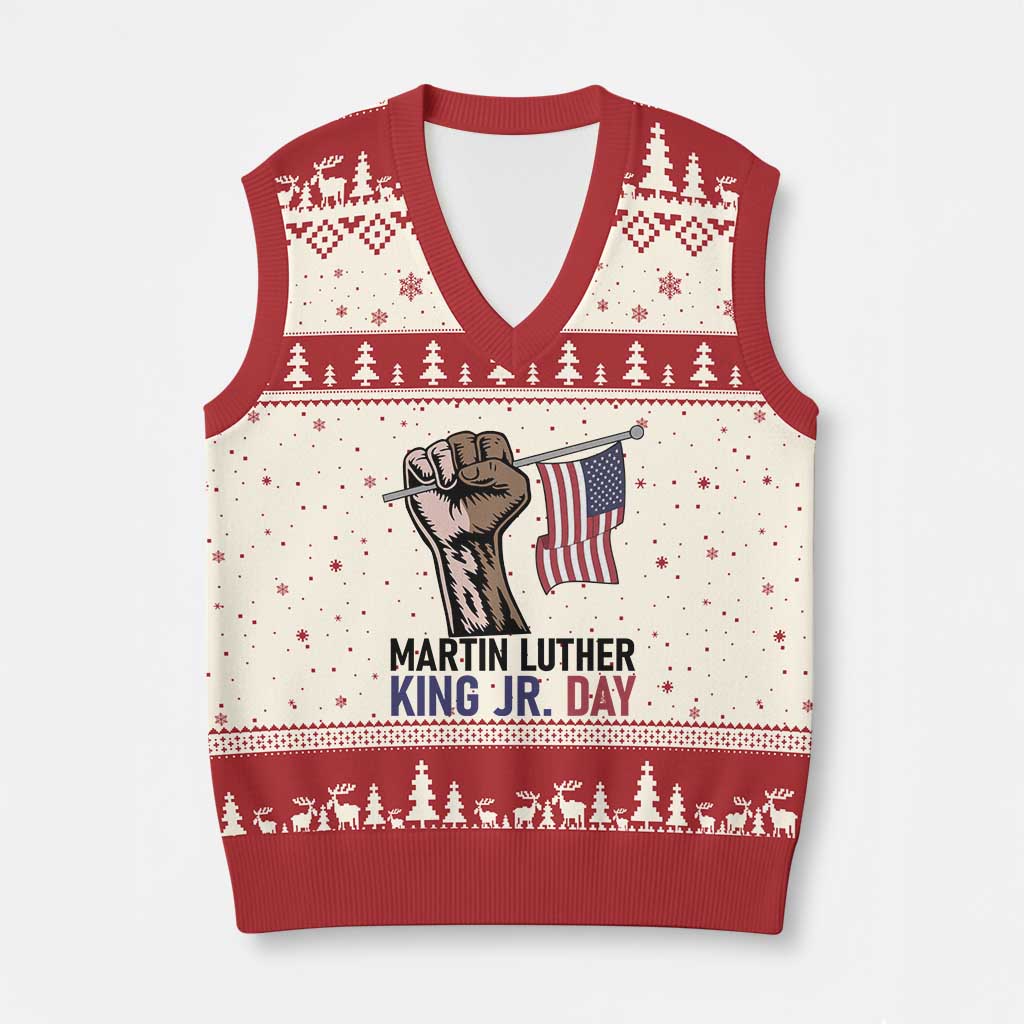 Martin Luther King Jr V-Neck Knit Sweater Vest Black History Month - Wonder Print Shop