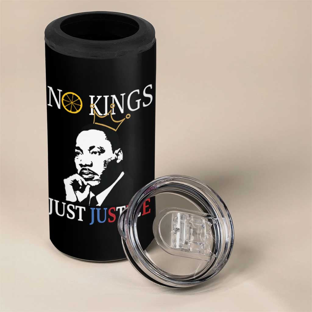Martin Luther King Jr 4 in 1 Can Cooler Tumbler No Kings Just Justice - Wonder Print Shop