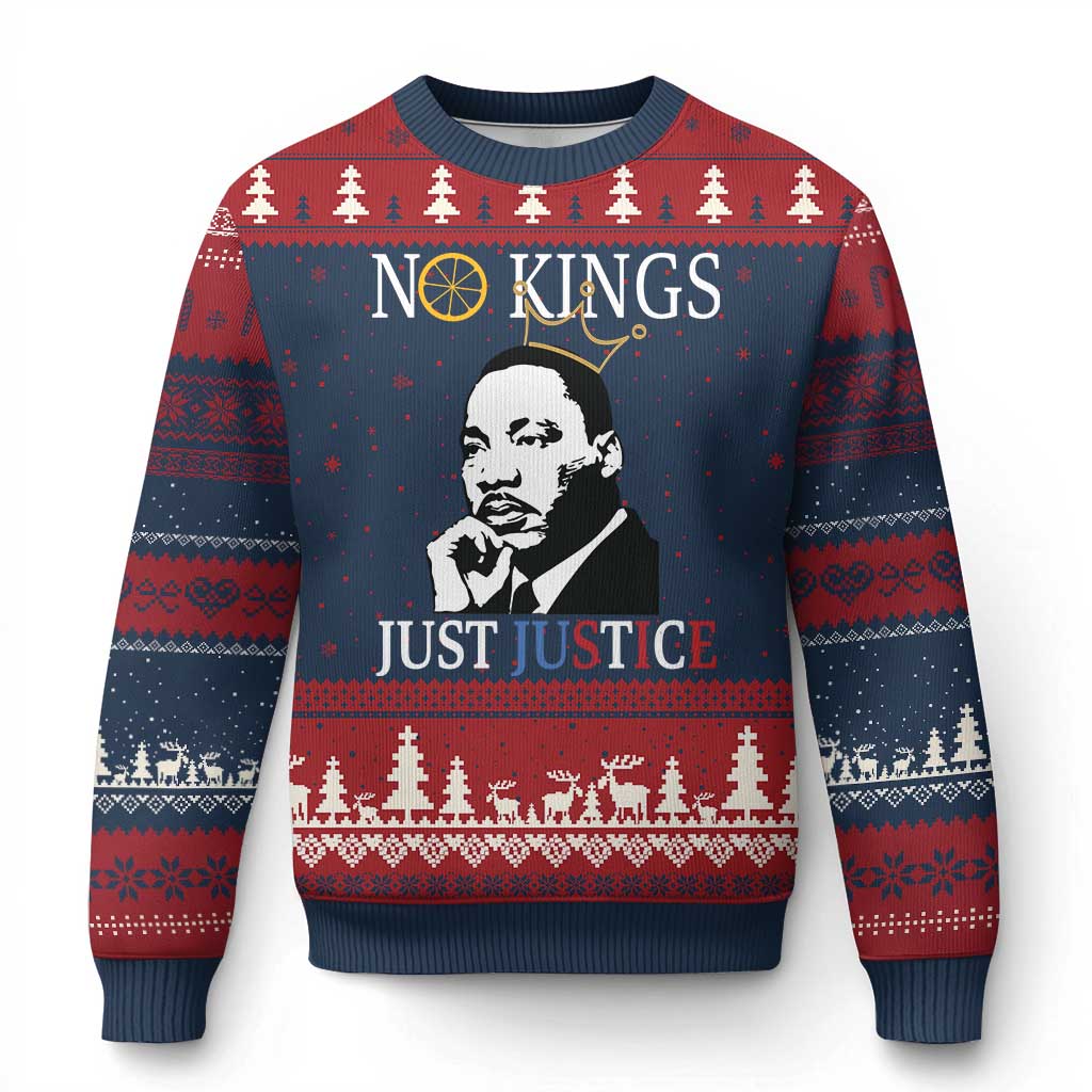 Martin Luther King Jr Ugly Christmas Sweater No Kings Just Justice - Wonder Print Shop