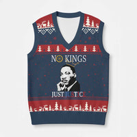 Martin Luther King Jr V-Neck Knit Sweater Vest No Kings Just Justice - Wonder Print Shop