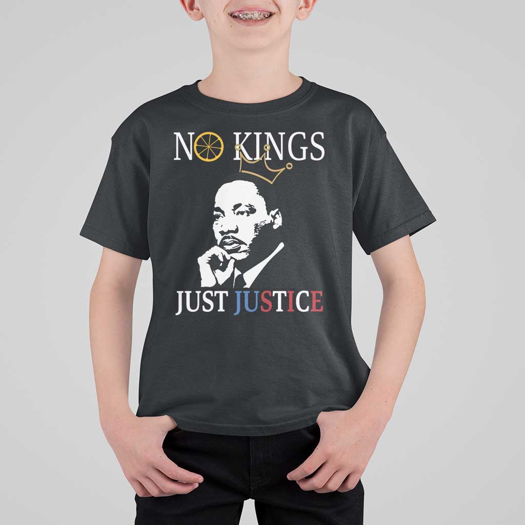 Martin Luther King Jr T Shirt For Kid No Kings Just Justice - Wonder Print Shop