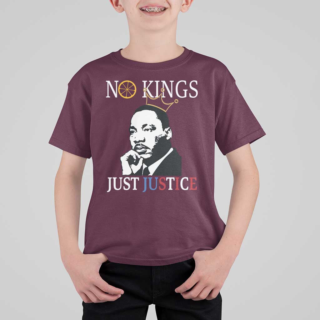Martin Luther King Jr T Shirt For Kid No Kings Just Justice - Wonder Print Shop