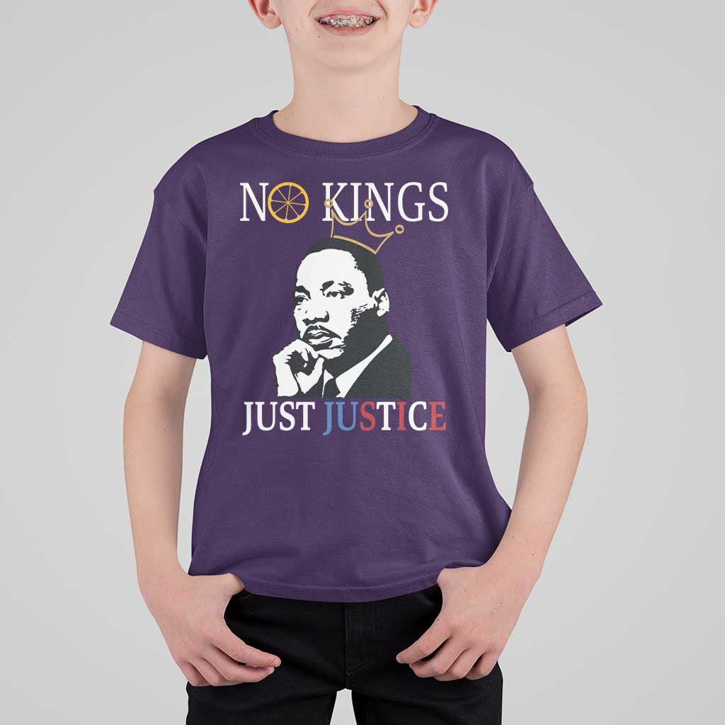 Martin Luther King Jr T Shirt For Kid No Kings Just Justice - Wonder Print Shop