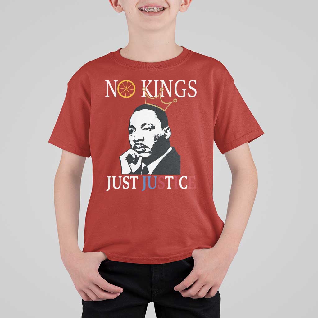 Martin Luther King Jr T Shirt For Kid No Kings Just Justice - Wonder Print Shop