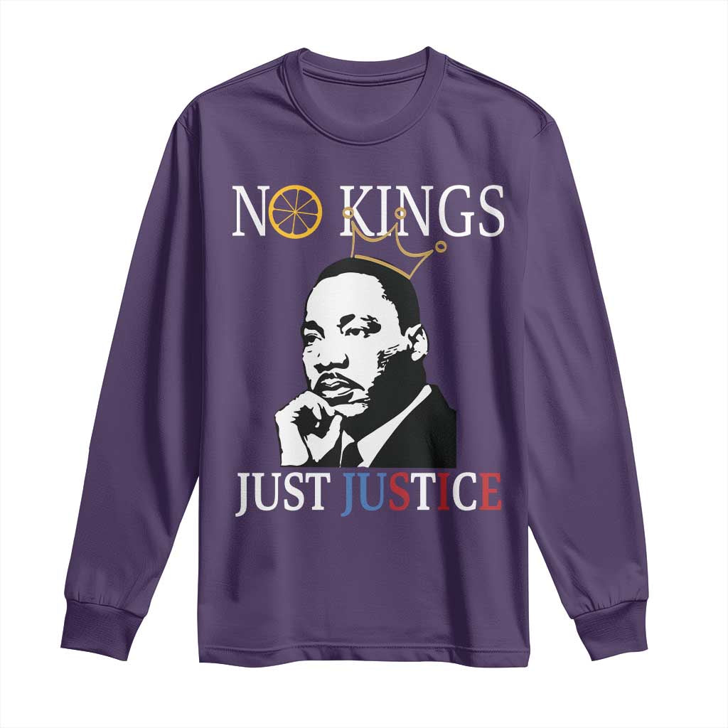 Martin Luther King Jr Long Sleeve Shirt No Kings Just Justice - Wonder Print Shop