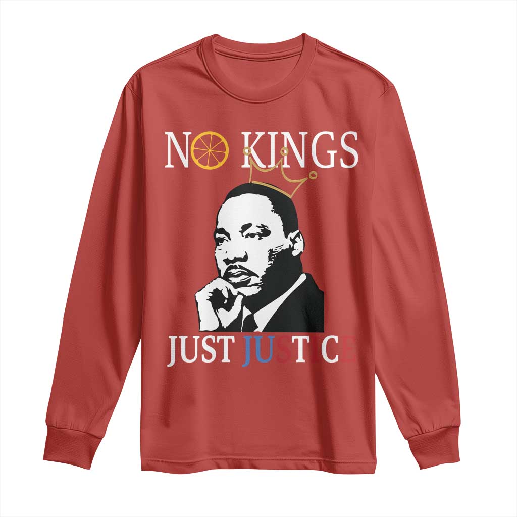 Martin Luther King Jr Long Sleeve Shirt No Kings Just Justice - Wonder Print Shop