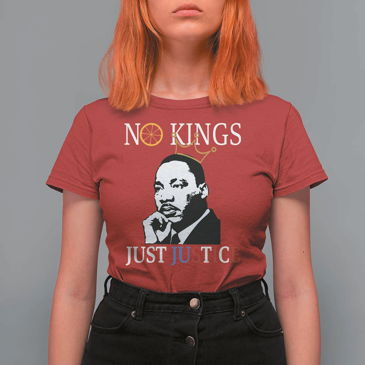 Martin Luther King Jr T Shirt For Women No Kings Just Justice - Wonder Print Shop