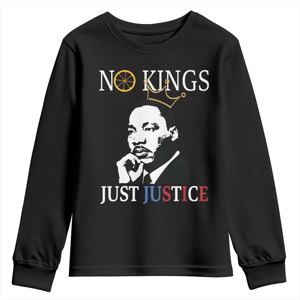 Martin Luther King Jr Youth Sweatshirt No Kings Just Justice - Wonder Print Shop