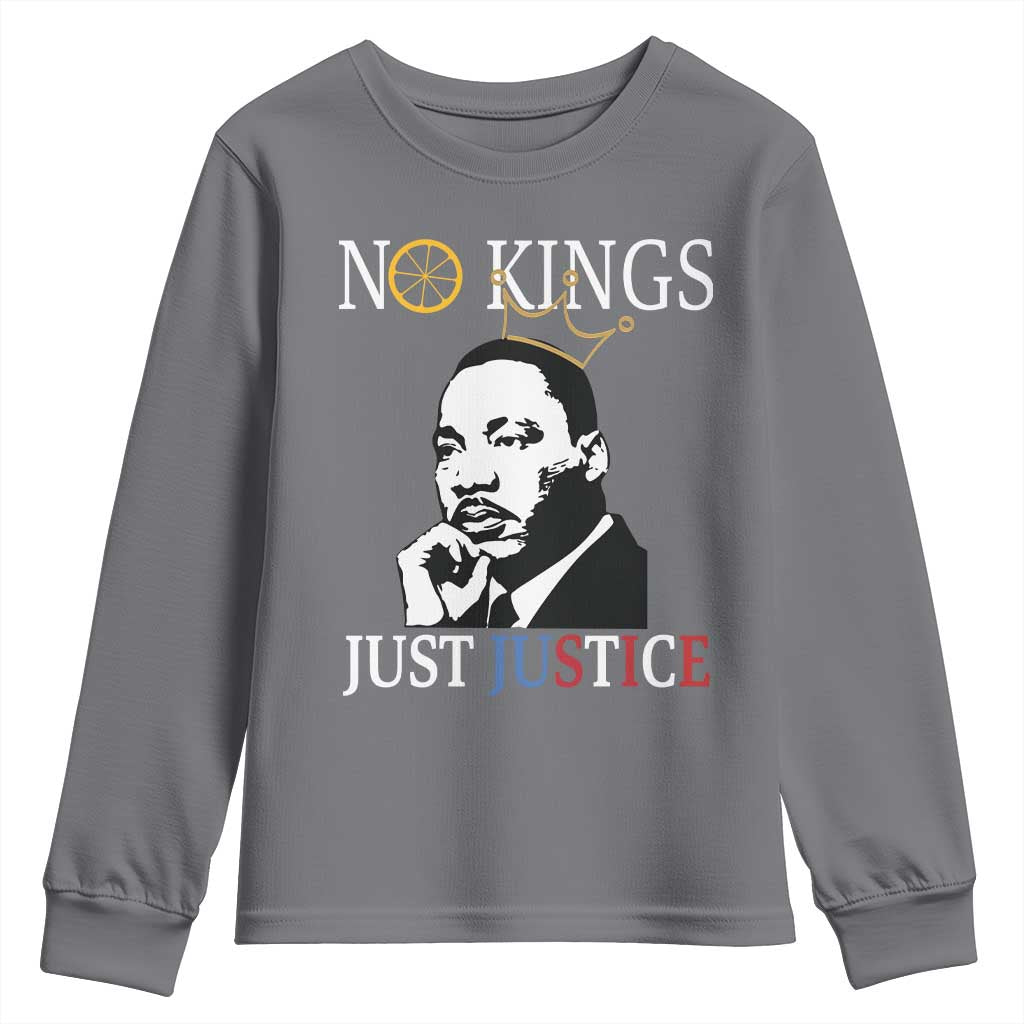 Martin Luther King Jr Youth Sweatshirt No Kings Just Justice - Wonder Print Shop