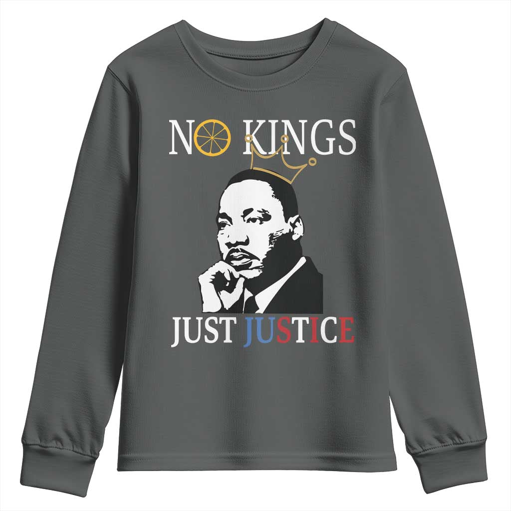 Martin Luther King Jr Youth Sweatshirt No Kings Just Justice - Wonder Print Shop