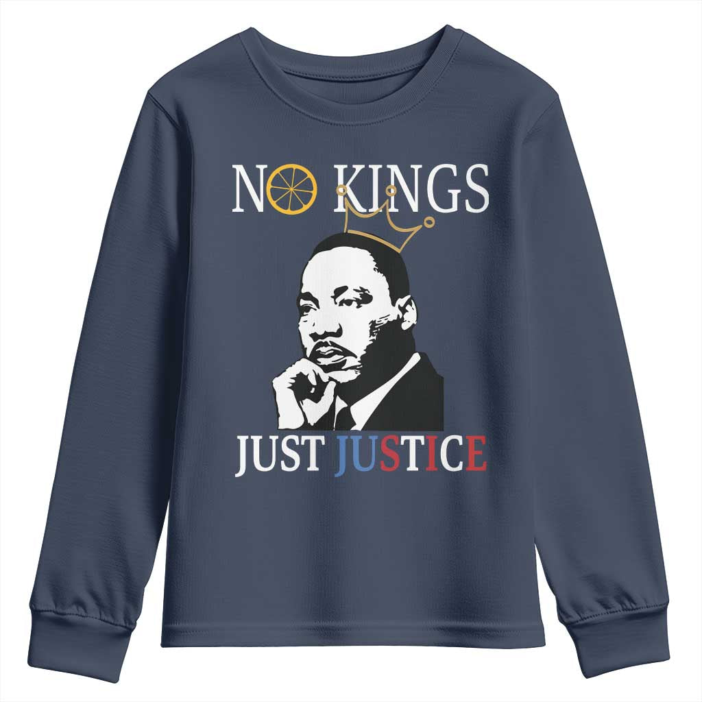 Martin Luther King Jr Youth Sweatshirt No Kings Just Justice - Wonder Print Shop