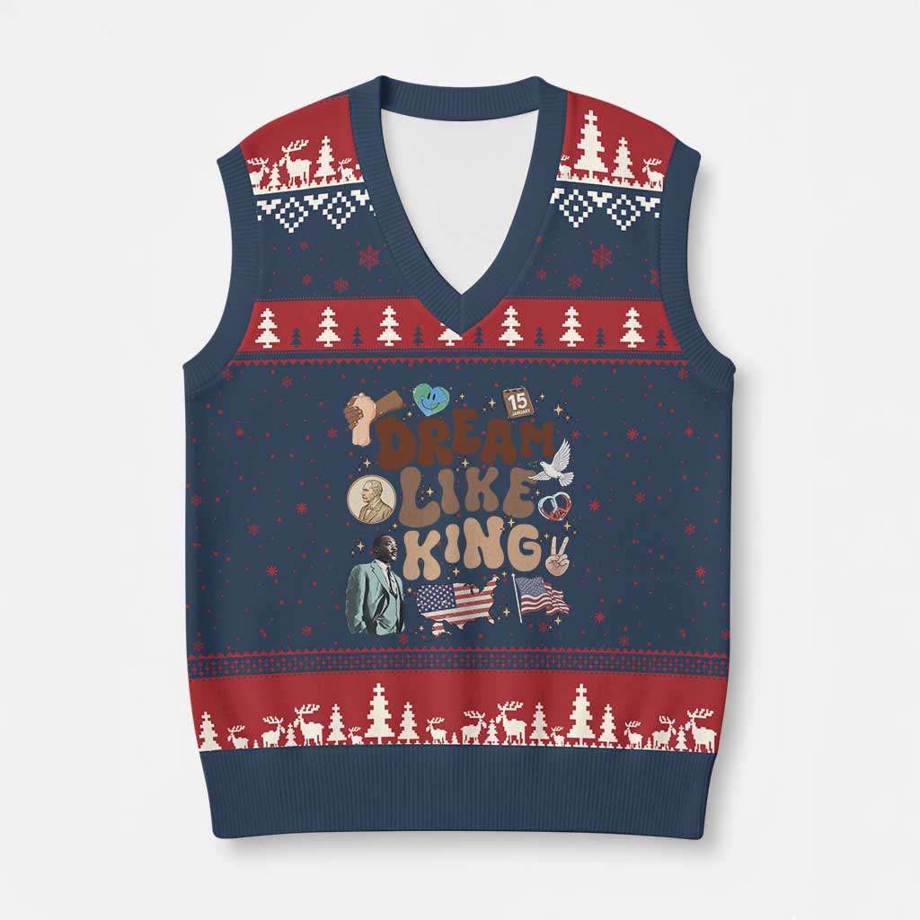 Martin Luther King Jr V-Neck Knit Sweater Vest Black History Melanin African American - Wonder Print Shop
