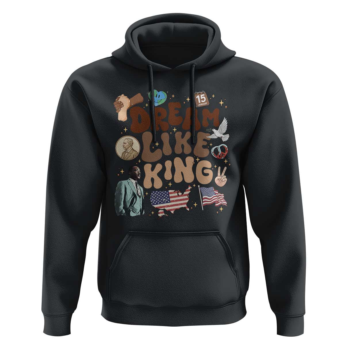 Martin Luther King Jr Hoodie Black History Melanin African American - Wonder Print Shop