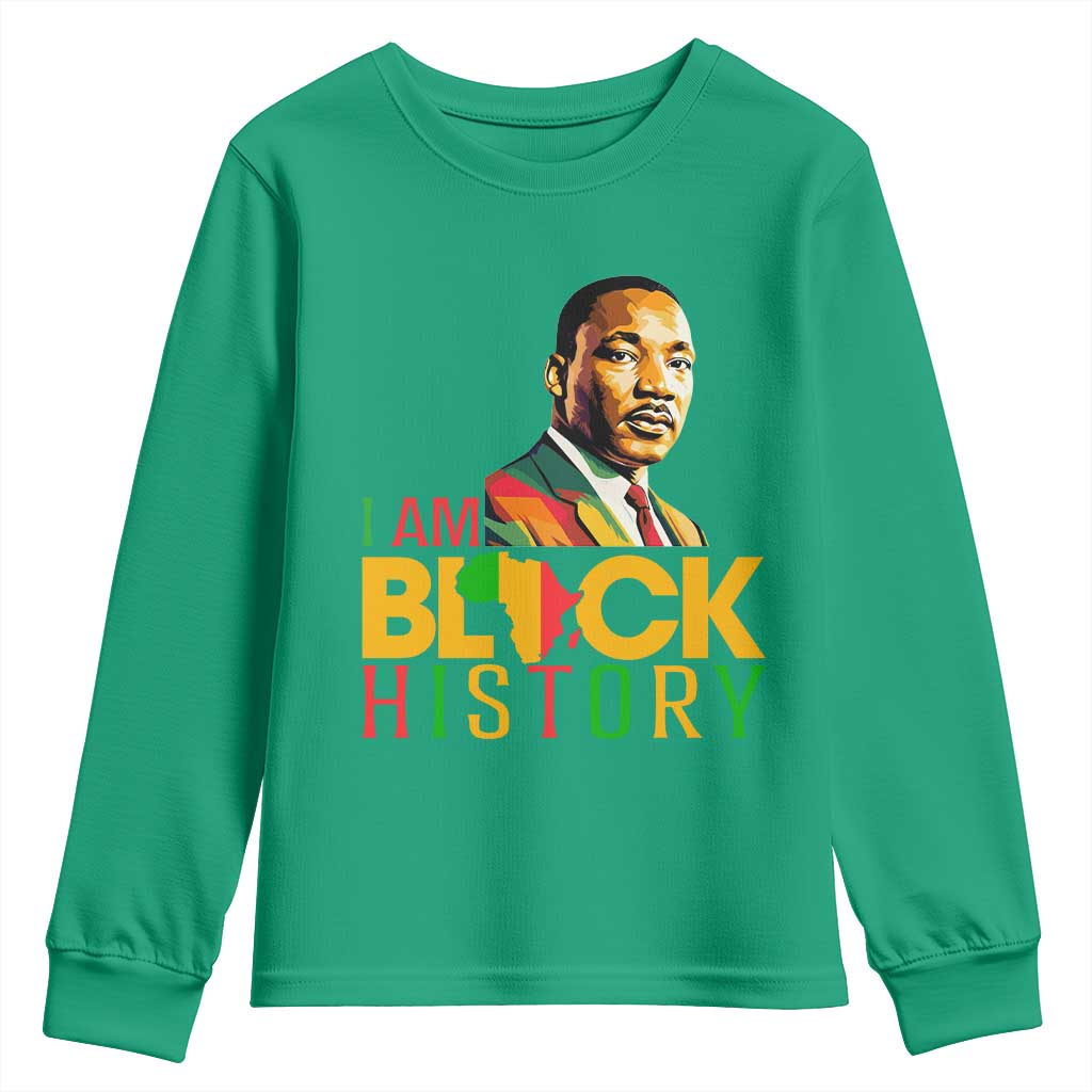 I Am Black History Youth Sweatshirt Martin Luther Jr King African American Pride - Wonder Print Shop