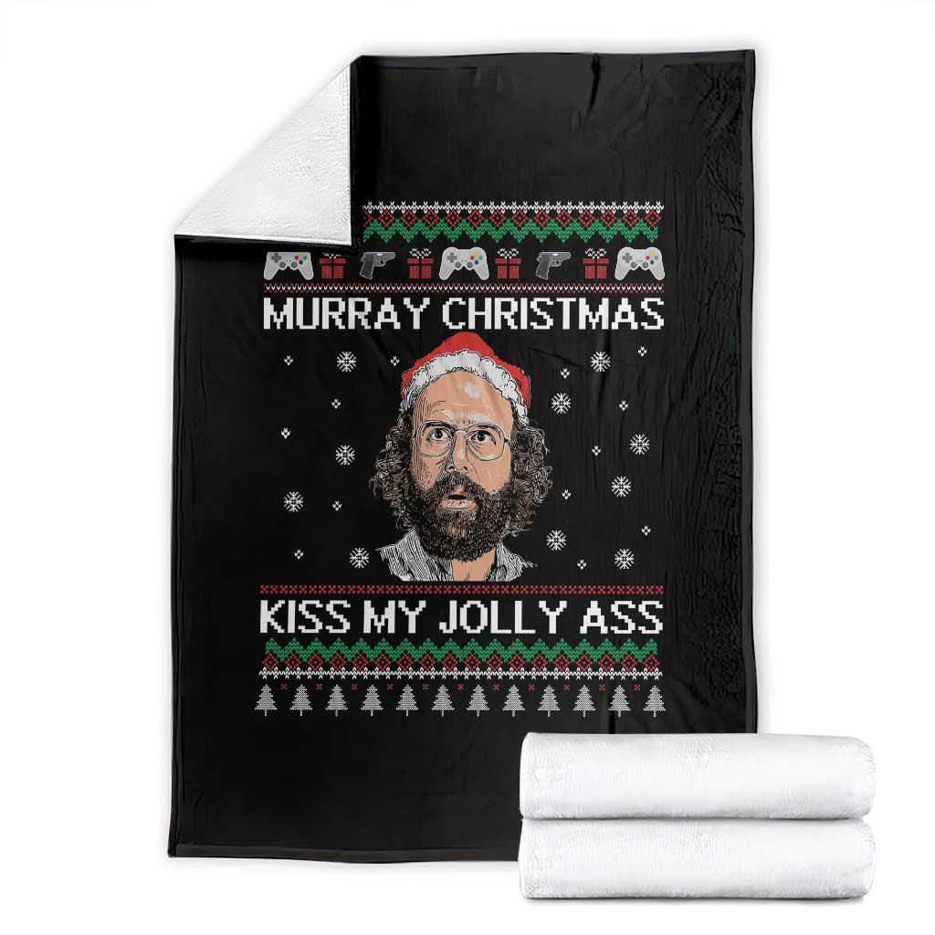 Stranger Christmas Throw Blanket Santa Murray Kiss My Jolly Ass - Wonder Print Shop