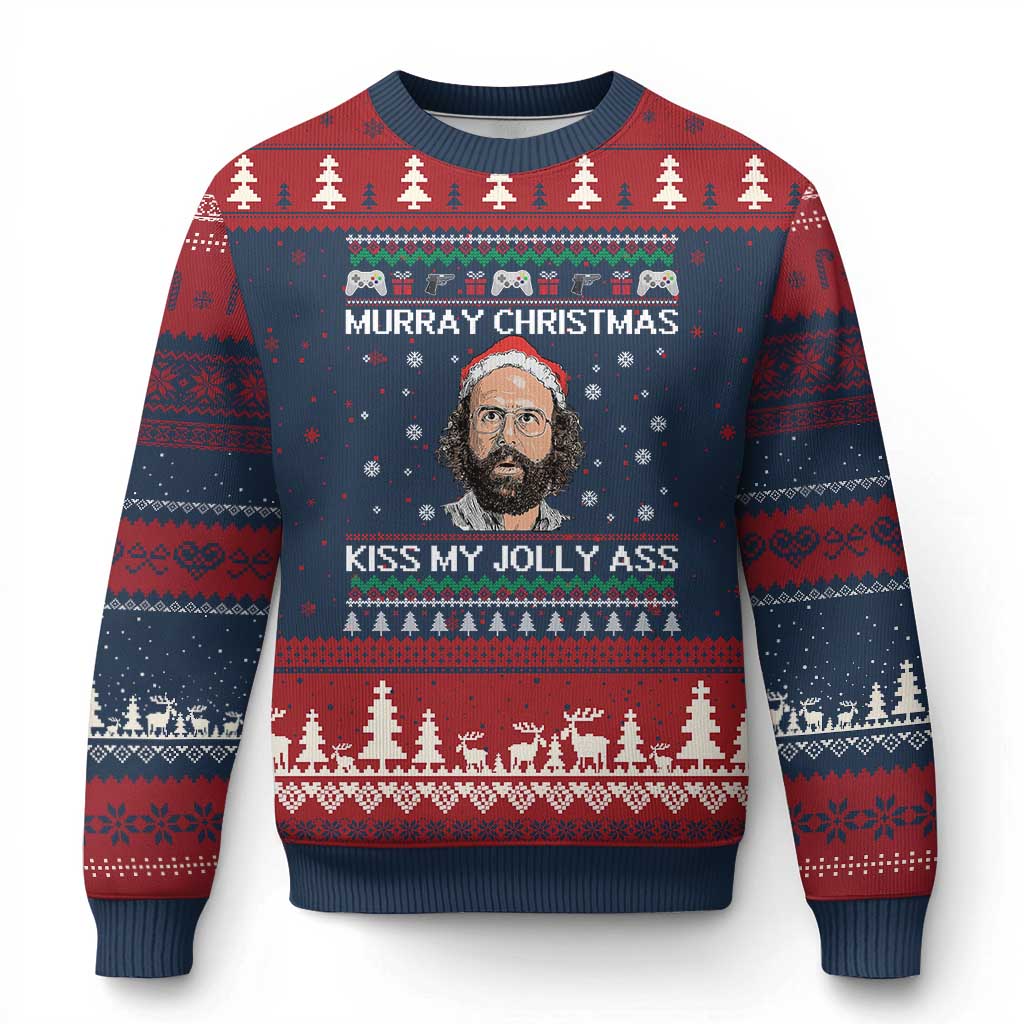 Stranger Christmas Ugly Christmas Sweater Santa Murray Kiss My Jolly Ass - Wonder Print Shop