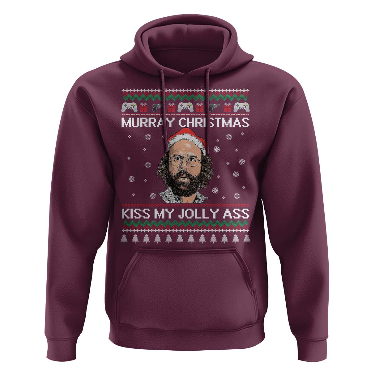 Stranger Christmas Hoodie Santa Murray Kiss My Jolly Ass - Wonder Print Shop