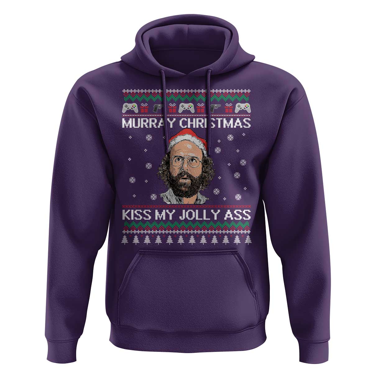 Stranger Christmas Hoodie Santa Murray Kiss My Jolly Ass - Wonder Print Shop