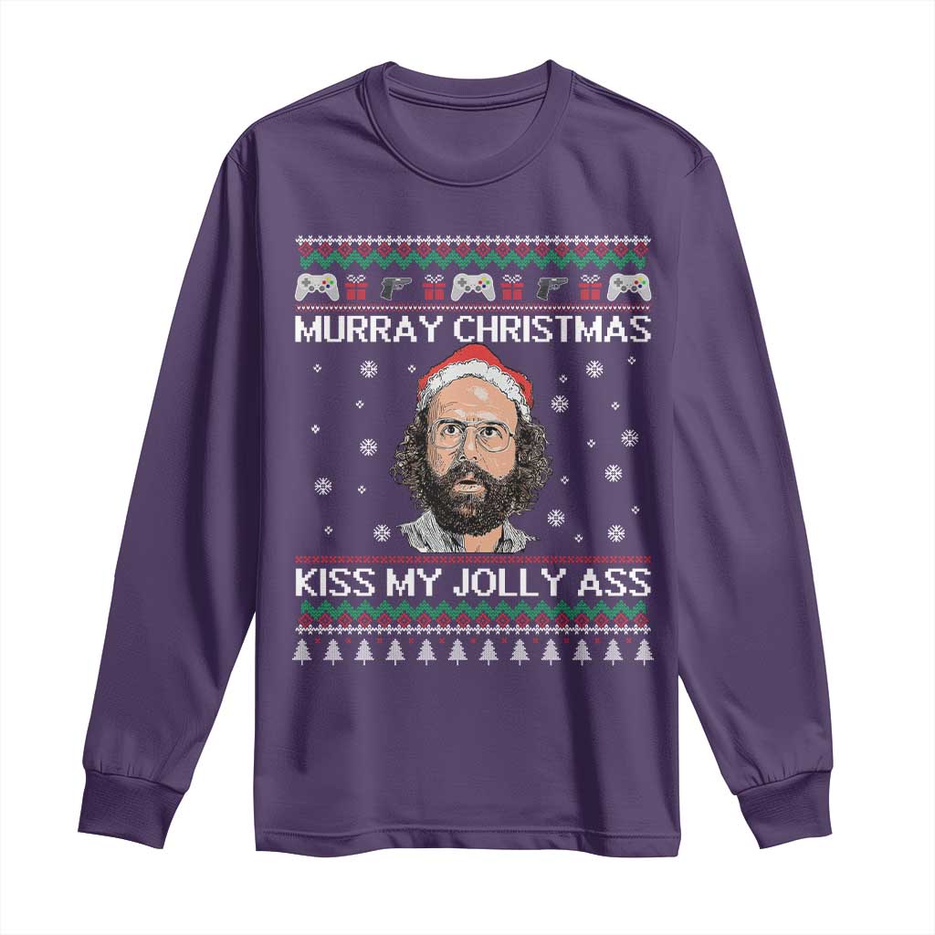 Stranger Christmas Long Sleeve Shirt Santa Murray Kiss My Jolly Ass - Wonder Print Shop