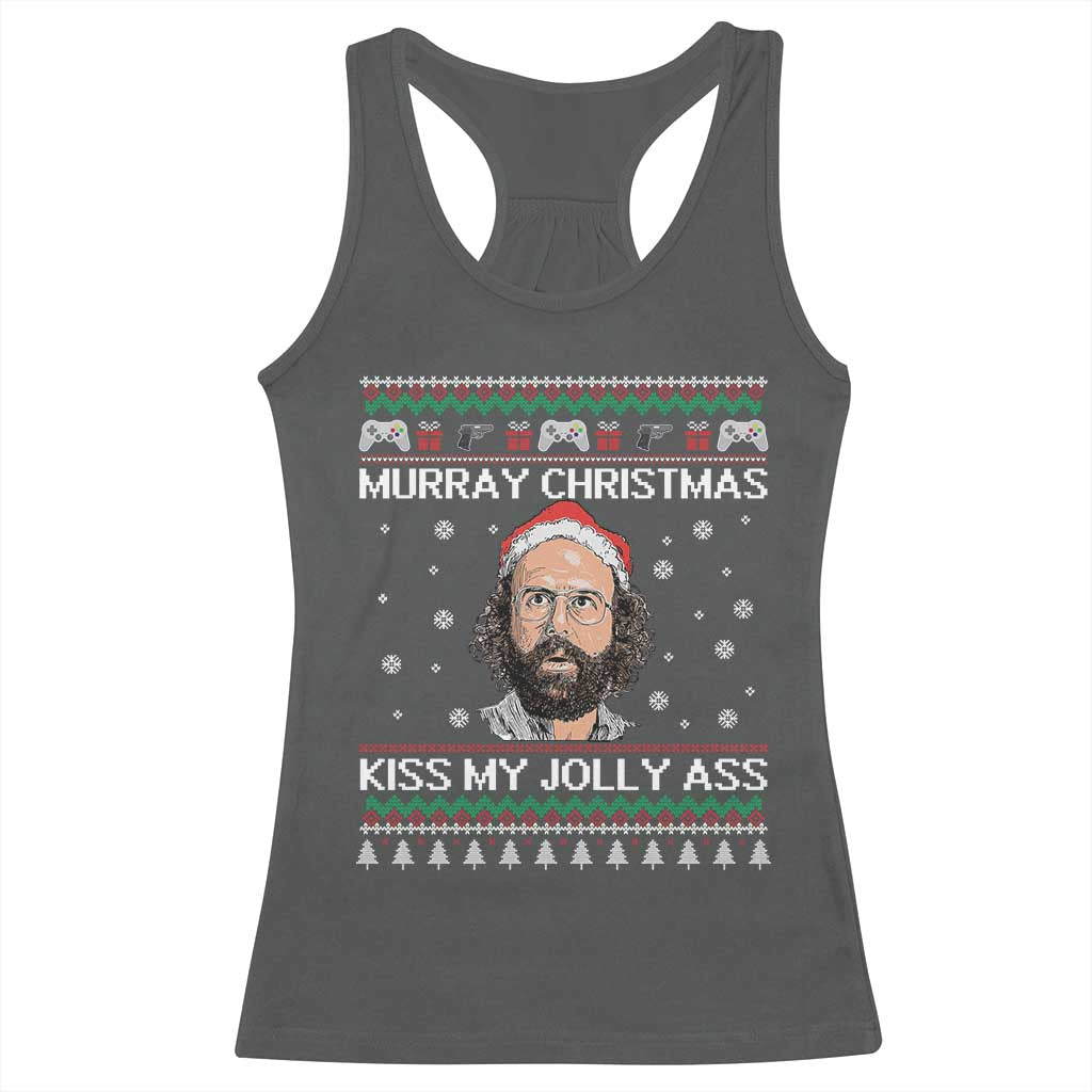 Stranger Christmas Racerback Tank Top Santa Murray Kiss My Jolly Ass - Wonder Print Shop