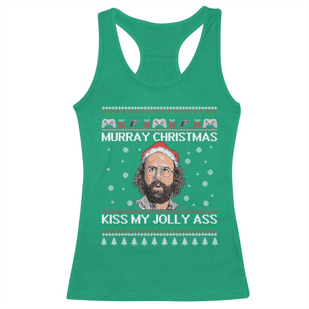 Stranger Christmas Racerback Tank Top Santa Murray Kiss My Jolly Ass - Wonder Print Shop