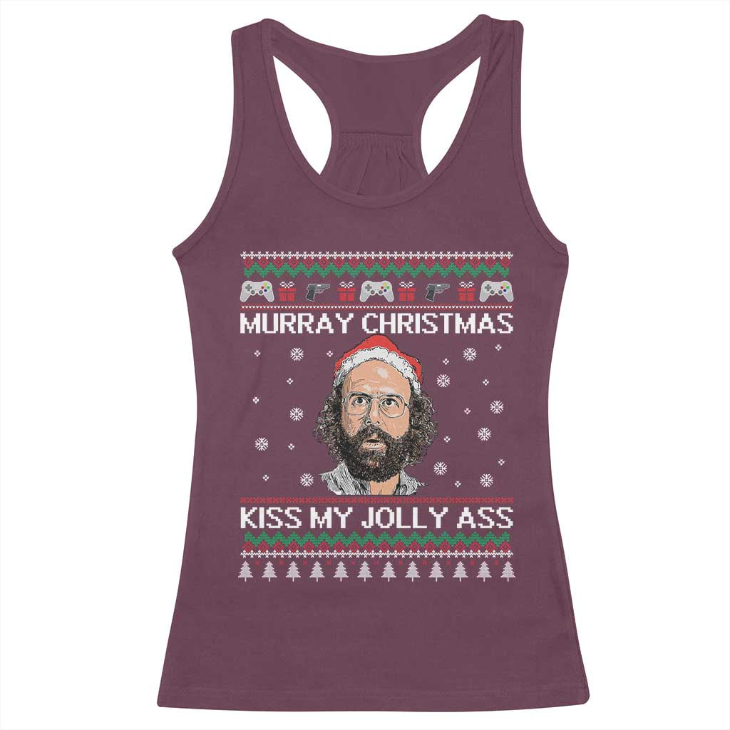 Stranger Christmas Racerback Tank Top Santa Murray Kiss My Jolly Ass - Wonder Print Shop