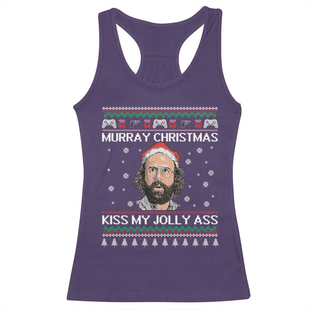 Stranger Christmas Racerback Tank Top Santa Murray Kiss My Jolly Ass - Wonder Print Shop