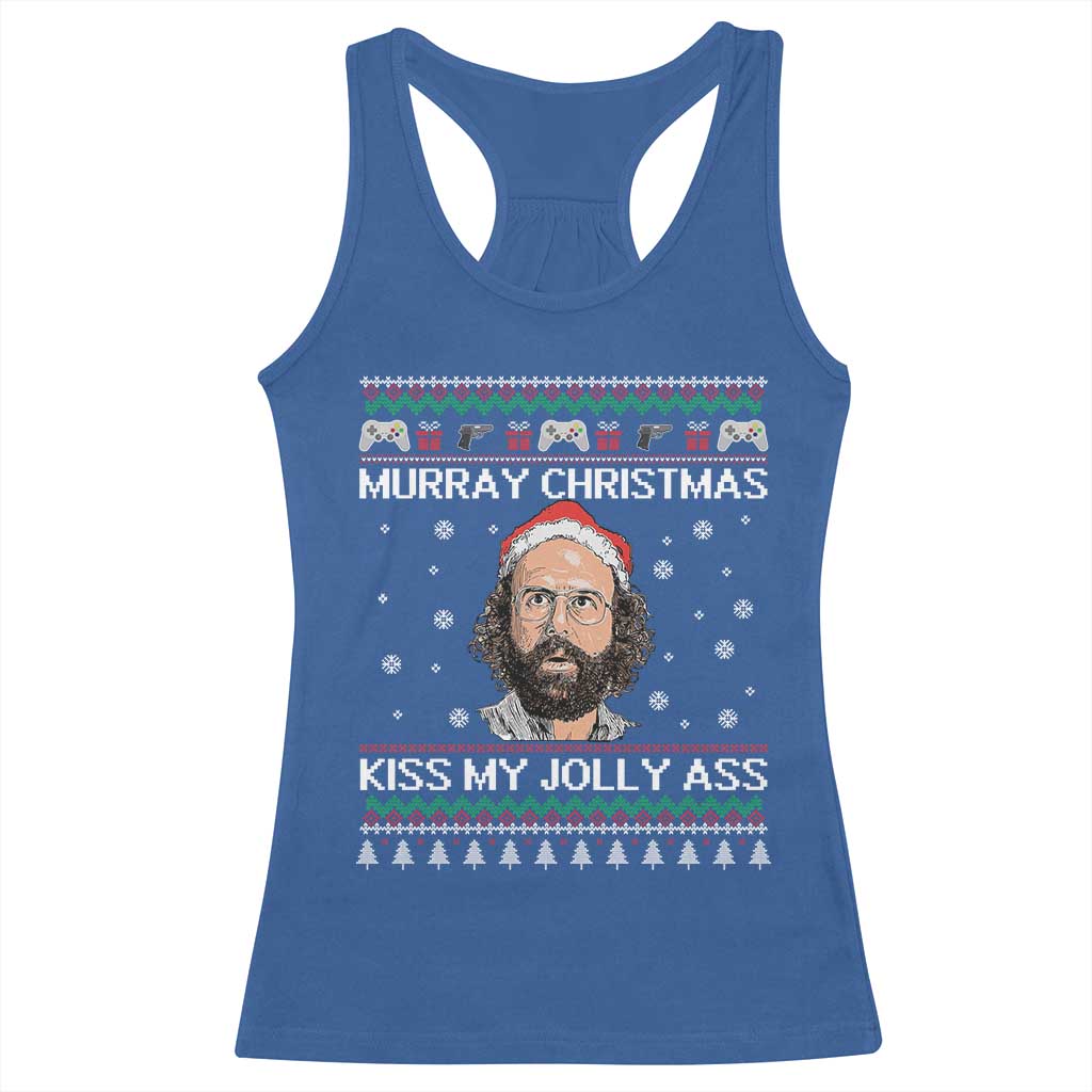 Stranger Christmas Racerback Tank Top Santa Murray Kiss My Jolly Ass - Wonder Print Shop