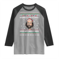 Stranger Christmas Raglan Shirt Santa Murray Kiss My Jolly Ass - Wonder Print Shop
