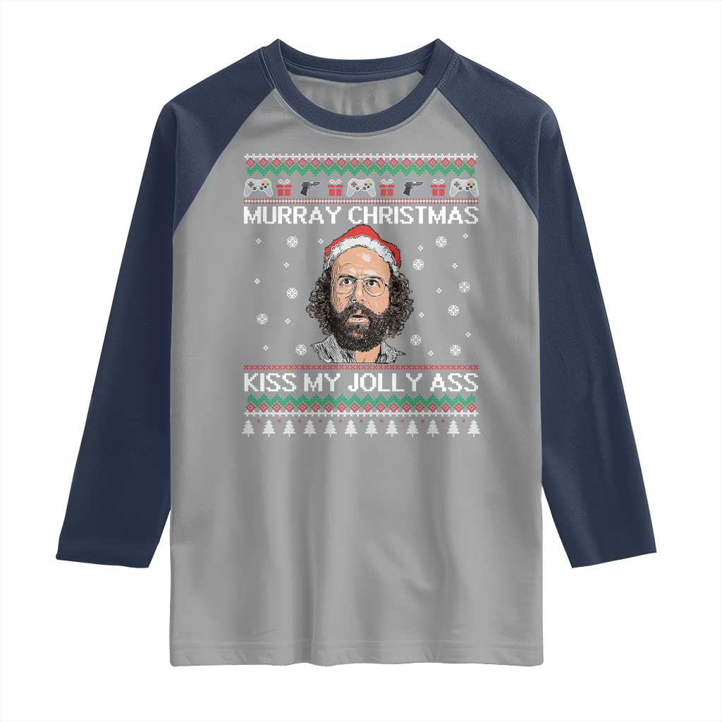 Stranger Christmas Raglan Shirt Santa Murray Kiss My Jolly Ass - Wonder Print Shop