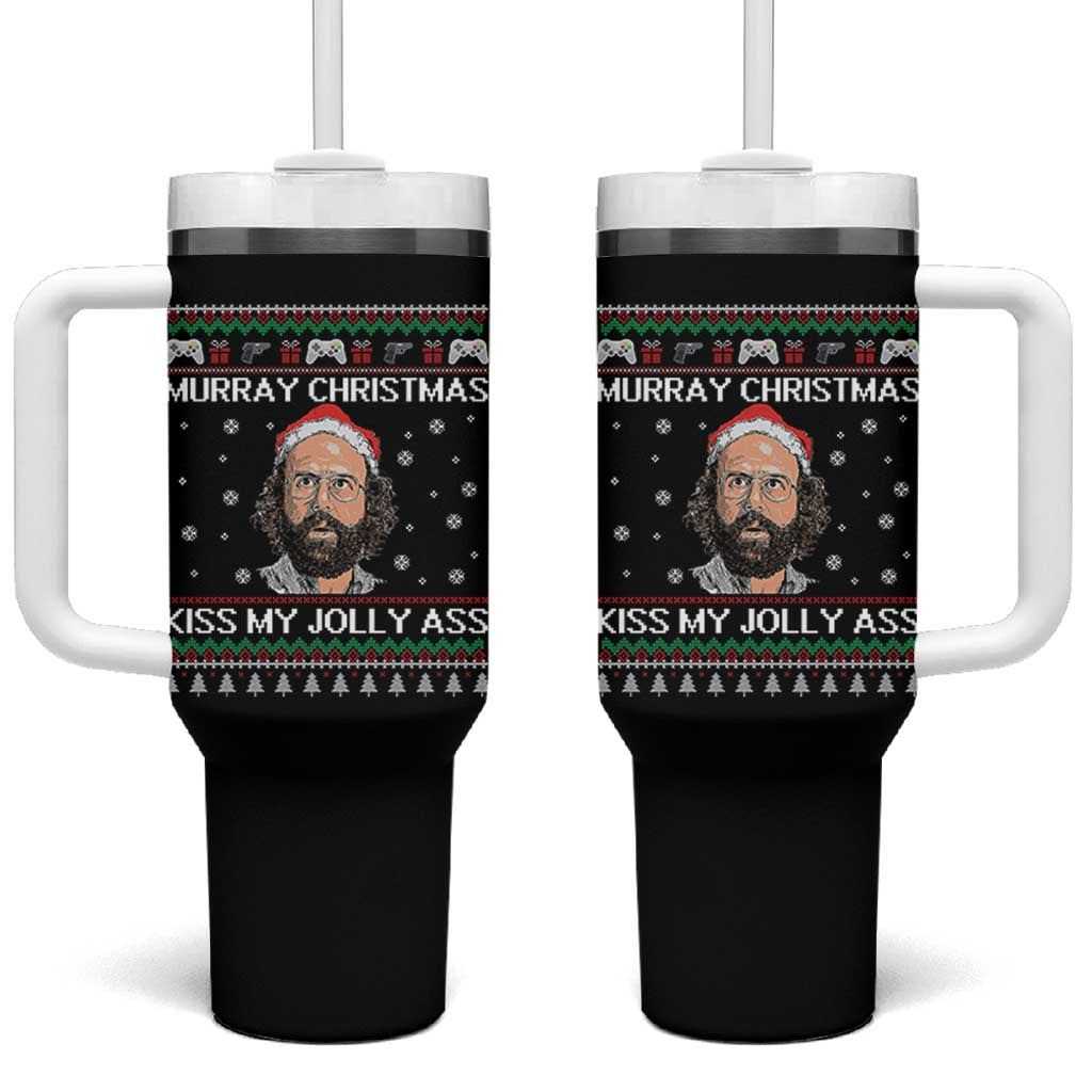 Stranger Christmas Tumbler With Handle Santa Murray Kiss My Jolly Ass - Wonder Print Shop