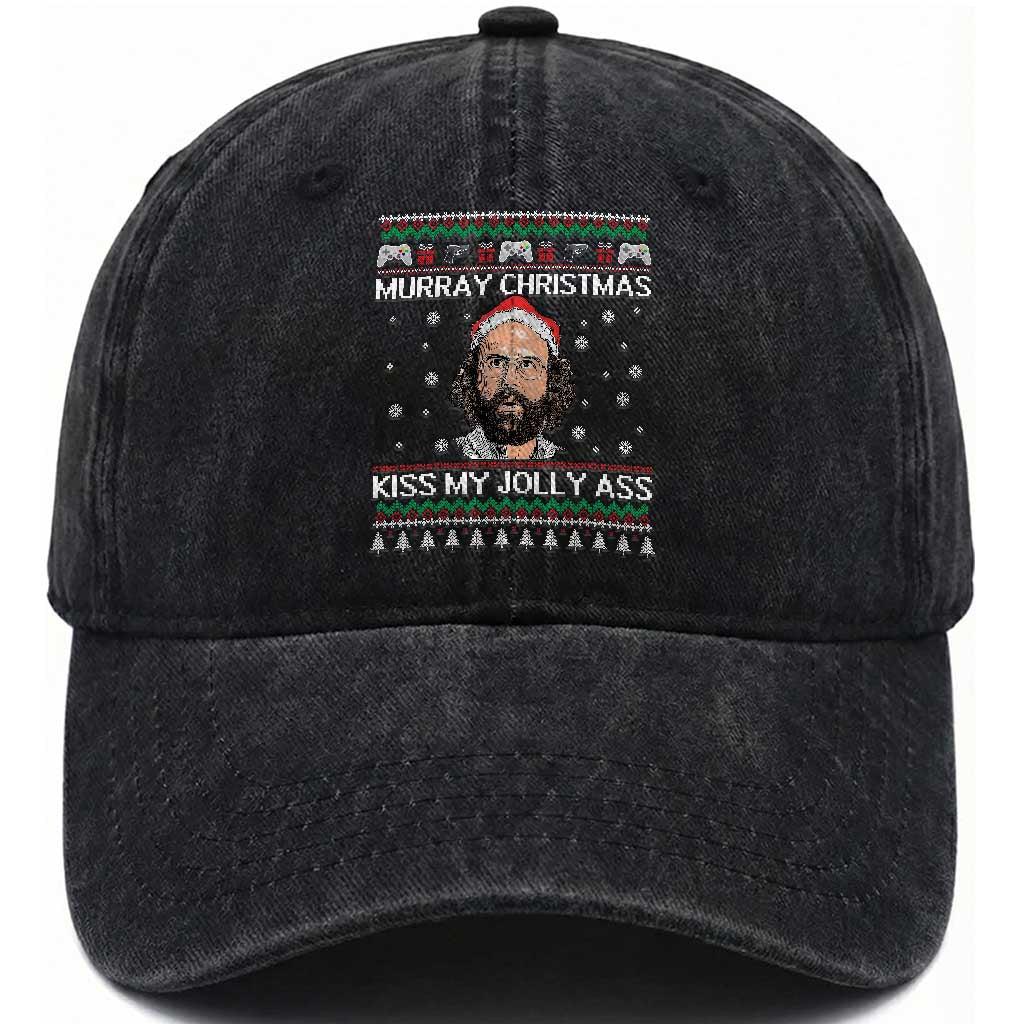 Stranger Christmas Washed Cotton Baseball Cap Santa Murray Kiss My Jolly Ass
