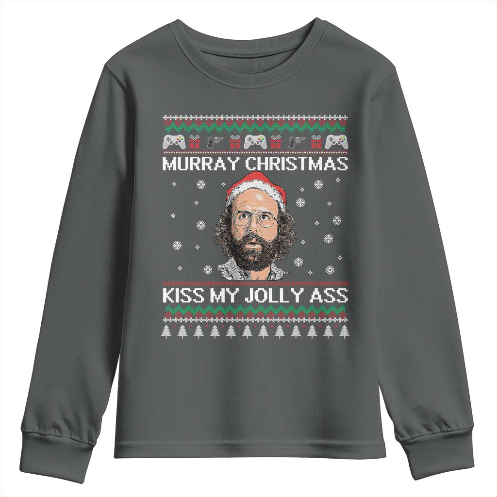 Stranger Christmas Youth Sweatshirt Santa Murray Kiss My Jolly Ass - Wonder Print Shop