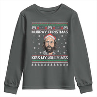 Stranger Christmas Youth Sweatshirt Santa Murray Kiss My Jolly Ass - Wonder Print Shop